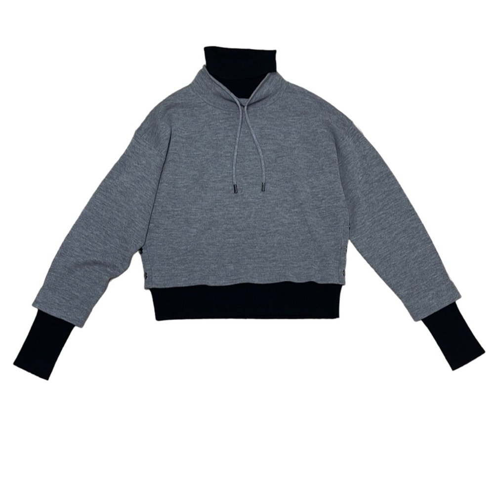 Veronica Beard Meade Layered Grey Wool Turtleneck Sweater Size L